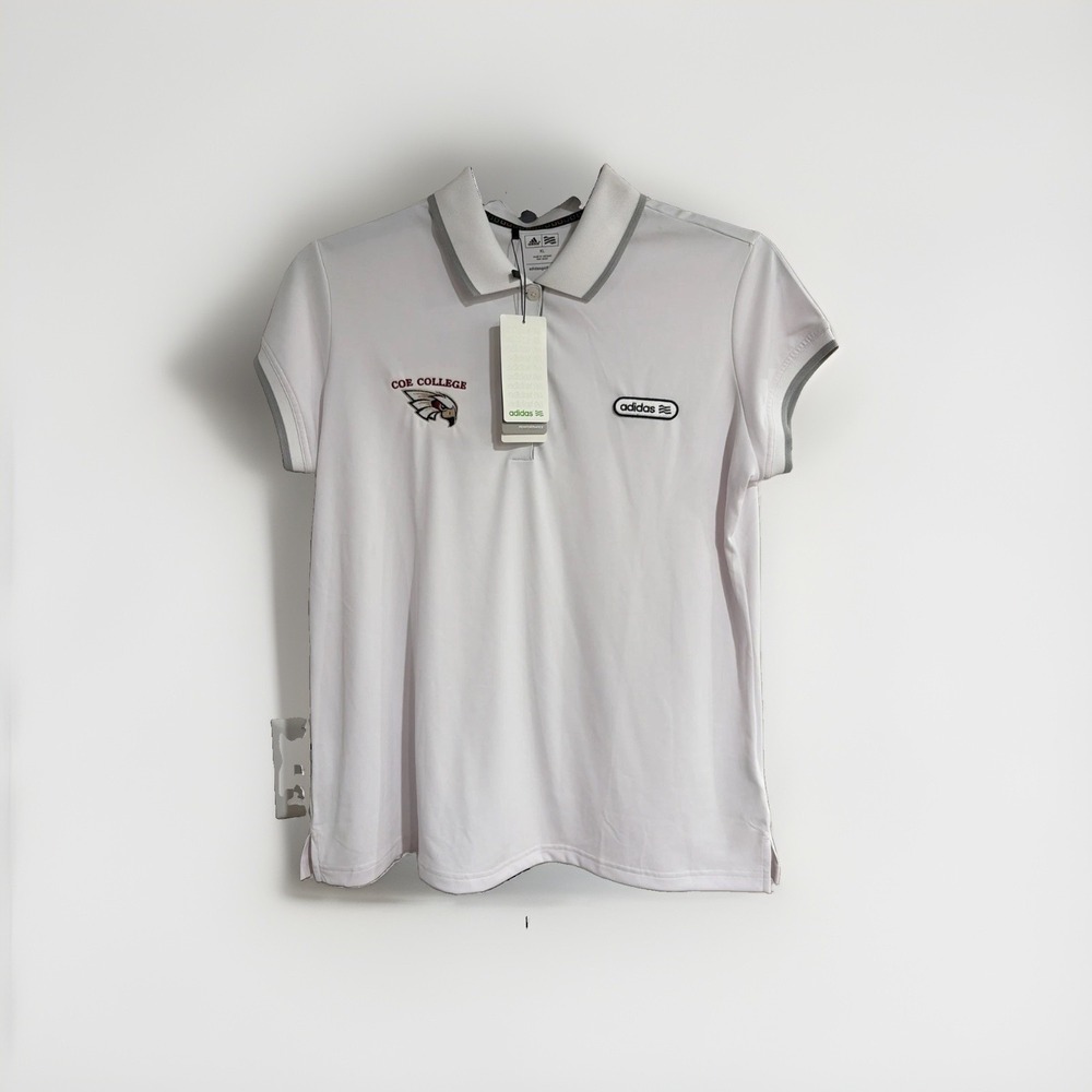 adidas womens golf shirt POLO white stretch XL BRAND NEW $50 COE COLLEGE W32